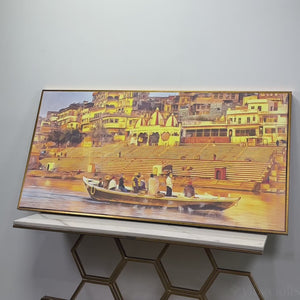 The Sacred Land Of Banaras Scenery Premium Canvas Wall Painting