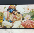 Radha Krishna Floral Garden Premium Wall Painting