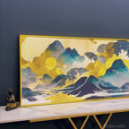 Golden Mountain Scenery of Mount Fuji Premium Canvas Wall Painting