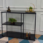 The Stylish Sidekick 3-Tier Black Marble Console Table