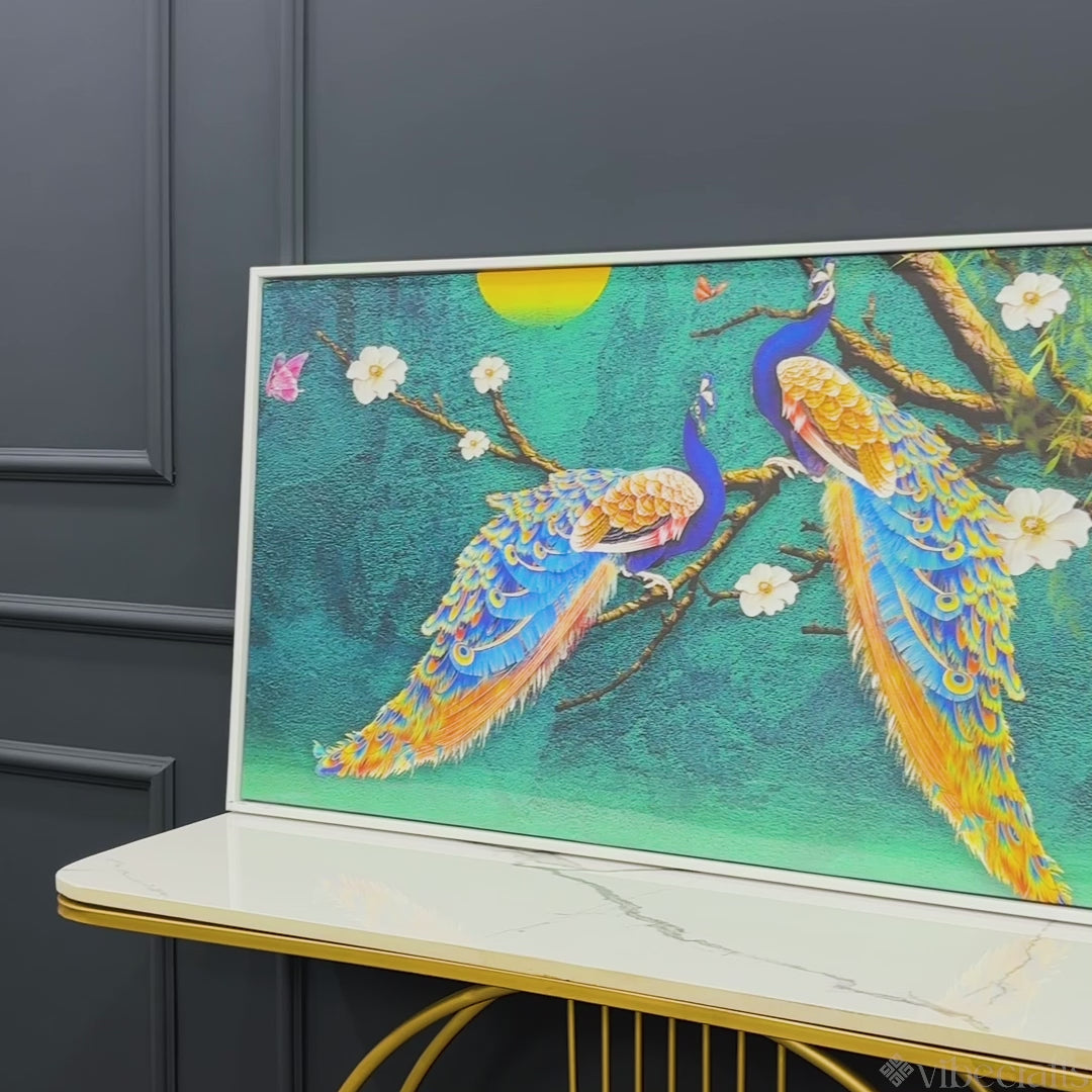 Beautiful Pair of Peacock Canvas Wall Painting