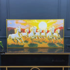 Seven Running Horses at Dawn Premium Wall Painting