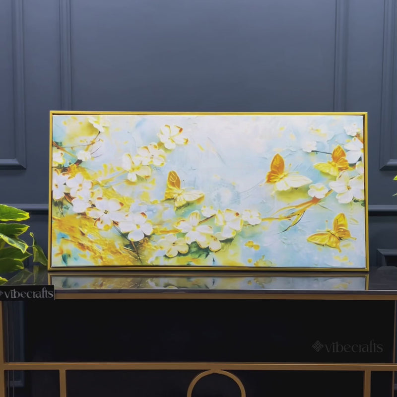 Luxury Floral Butterfly Canvas Abstract Painting for Home Decor