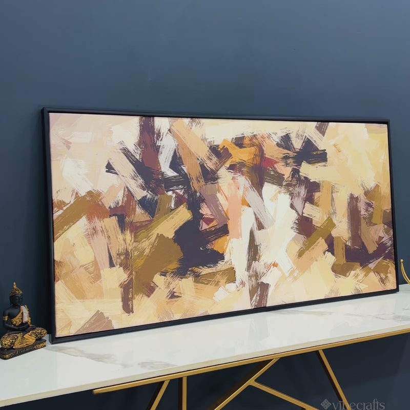 Abstract Art in Beige and Brown color Strokes Canvas Wall Painting