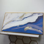 Abstract Seascape Blue and Gold Line art Canvas Wall Painting