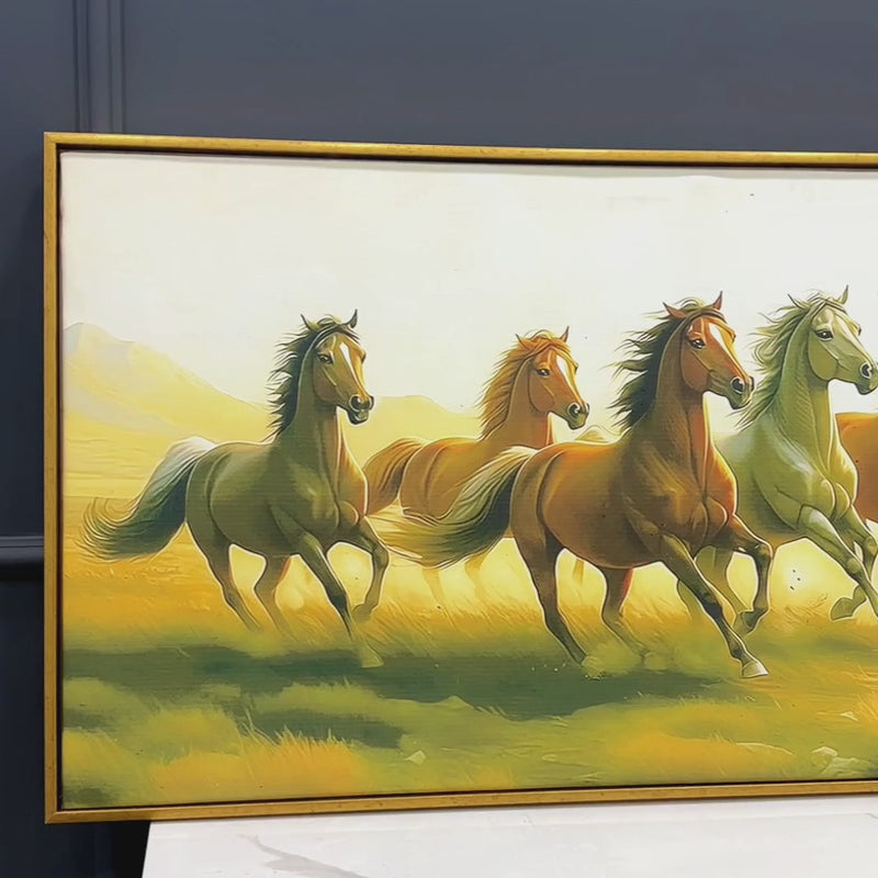 Seven Horse Running In The Field Canvas wall Painting