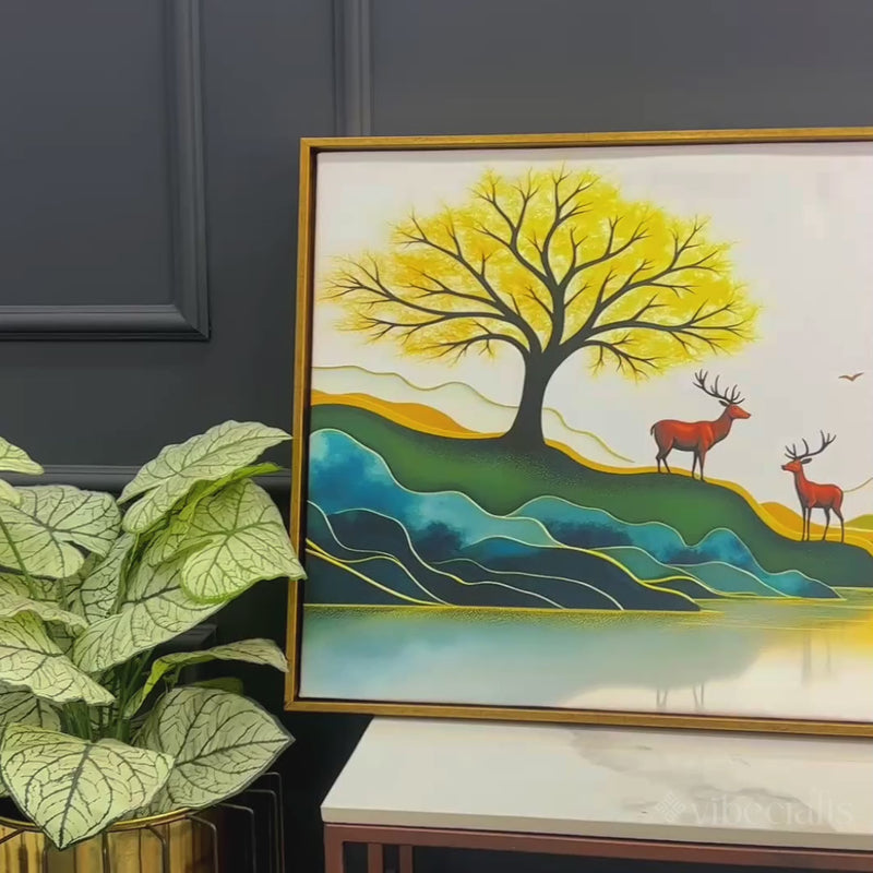 Modern Nature Deer Wall Painting for Stylish Home Interior