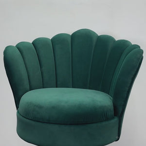 Shell Motif Luxury Design Green Velvet Lounge Chair