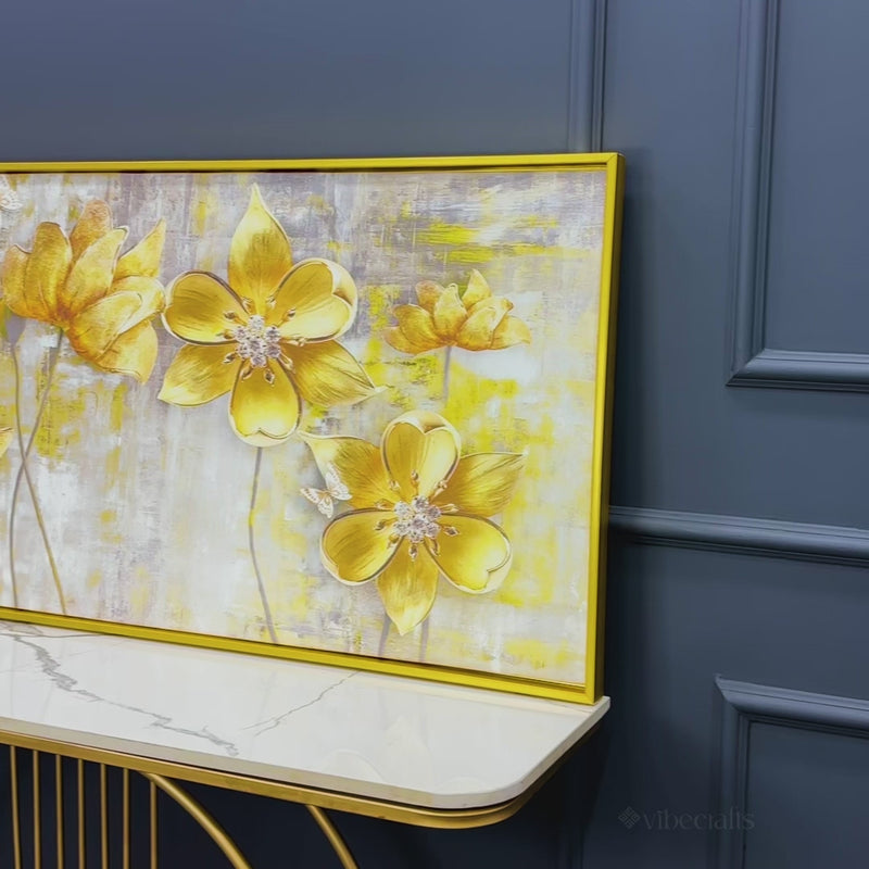 Golden Flowers Abstracts Art Canvas wall painting