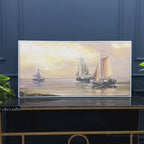 Sailing Boat on the Sea landscape with Fisherman Wall Painting