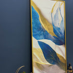 Premium Golden Flower and Waves Canvas Wall Painting