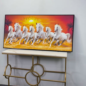 Seven Horses Running at Sunrise Premium Canvas Wall Painting