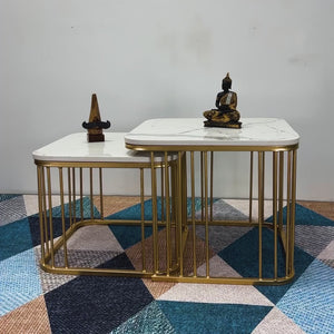 Square Tethered Metallic Table Set of 2