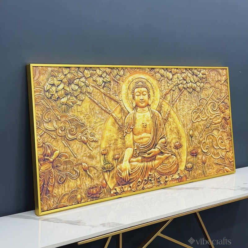 Premium Canvas Wall Painting of Lord Buddha Sculpture