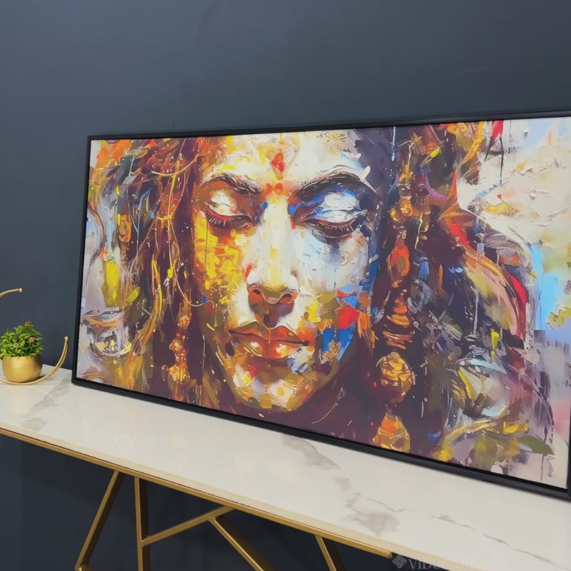 Beautiful Canvas Wall Painting of Artistic Colorful Women Face Art