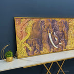 Elephant Family in the Forest Textured Art Premium Wall Painting