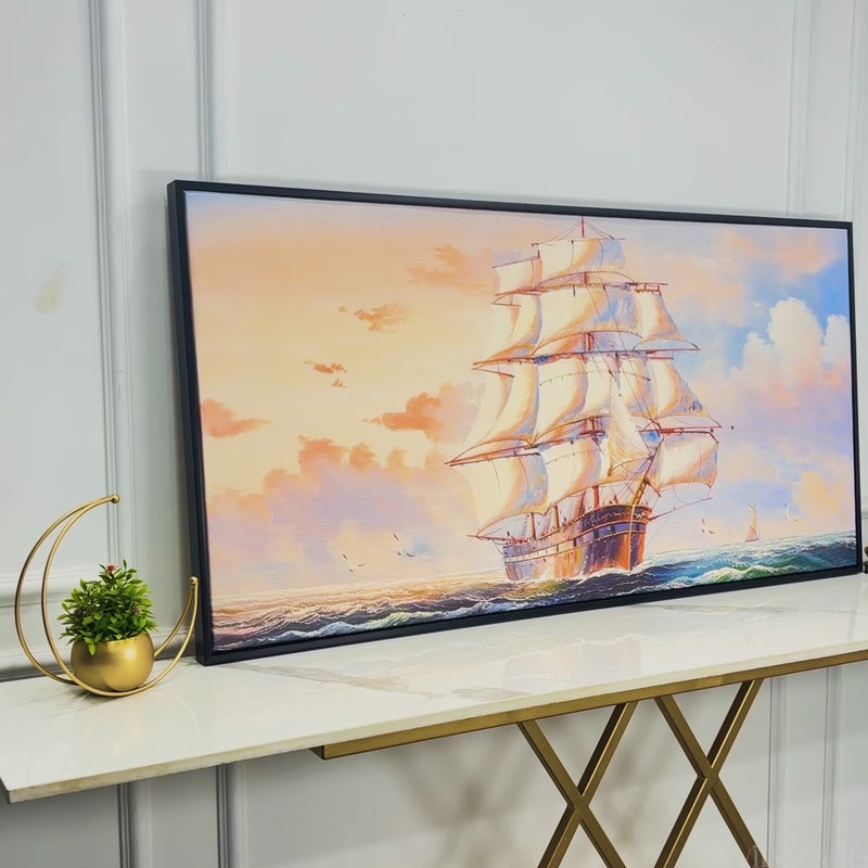 Amazing Sailing Ship Wall Painting