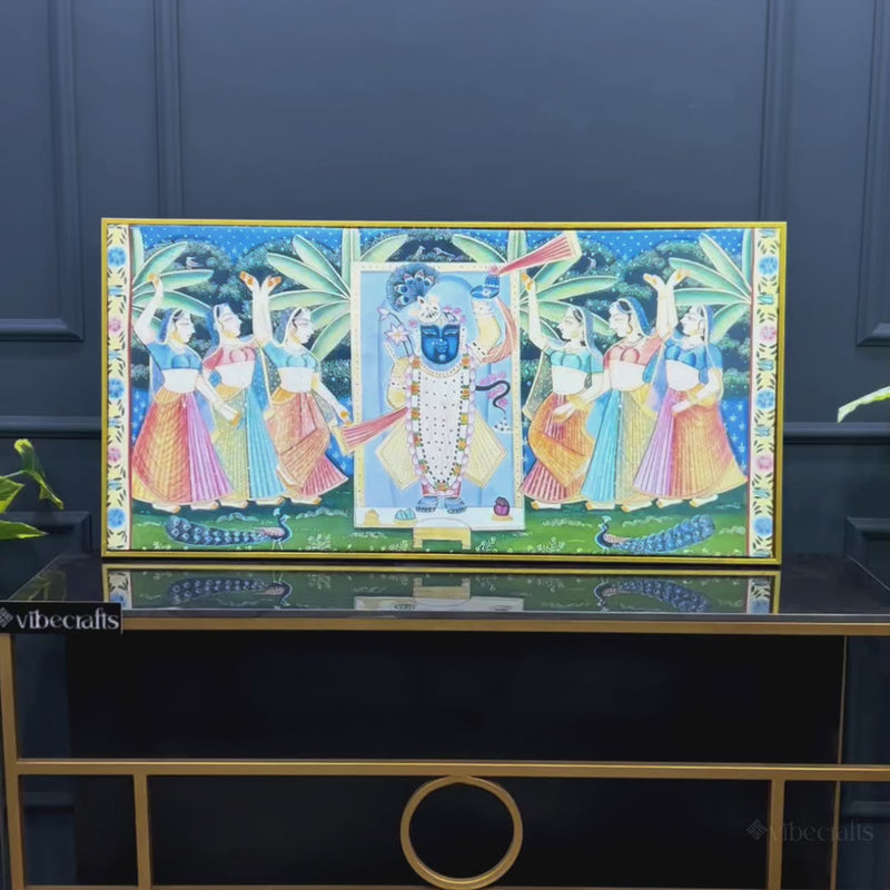 Divine Nathdwara Shreenathji with Gopis Pichwai Canvas Wall Painting