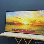 Beautiful Canvas Wall Painting of Boat on Beach & Sunset