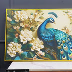 Charming Royal Peacock in a Soft Floral Paradise Canvas Wall Painting
