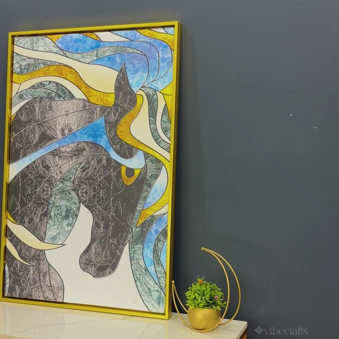 Elegant Hair Of The Black Unicorn Cotton Canvas Wall Painting