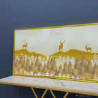 Beautiful Golden Deers Premium Canvas Wall Painting