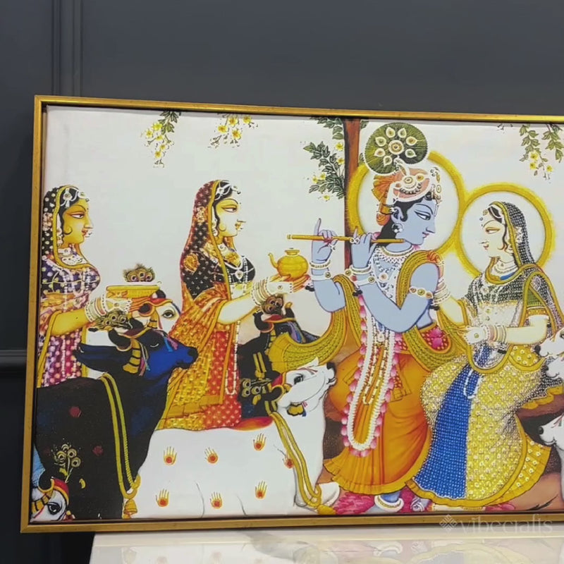 Spiritual Radha Krishna Traditional Pichwai Wall Painting