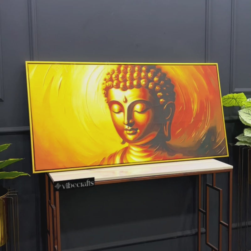 Divine Buddha Lotus Wall Painting – Luxury Living Room Decor