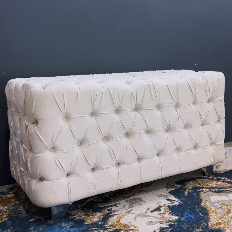 artistic-tufted-white-velvet-rectangular-ottoman
