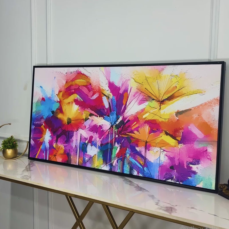 Abstract Colorful Acrylic Painting of Spring Flower
