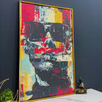 Abstract Man With The Glasses Cotton Canvas Wall Painting