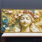 Elegant Lord Krishna Face Canvas Painting – Premium Spiritual Decor