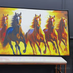 Seven Horses Running at Sunset Wooden Canvas Wall Painting