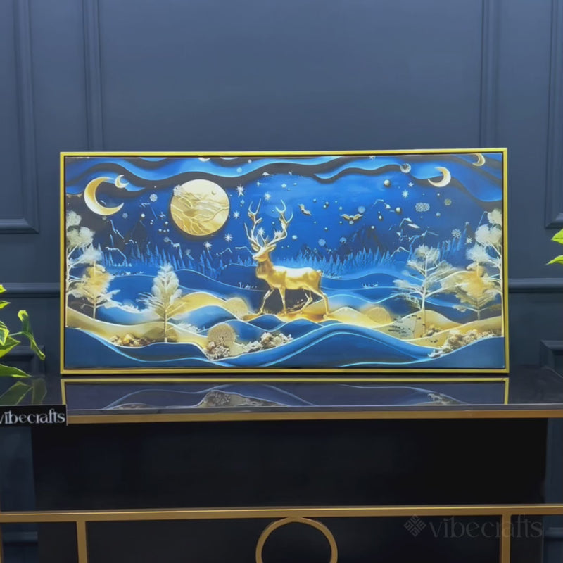 Deer & Night Sky Canvas Painting for Home Decor