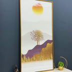 Golden Mountain with Beautiful Sunrise Premium Canvas Wall Painting