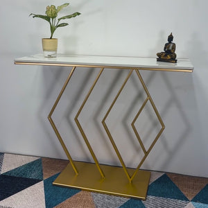 Classic Design Golden Console Table in Geometric Pattern