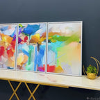 Color Abstract Art Floating Wall Painting Set of 3