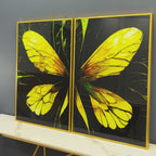 Beautiful Design of Golden Wings Art Acrylic Floating Wall Painting Set Of 2