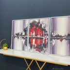 Abstract City Skyline Floating Canvas Wall Painting Set of Three