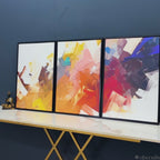 Beautiful Colorful Texture Abstract Floating Canvas Wall Painting Set of Three