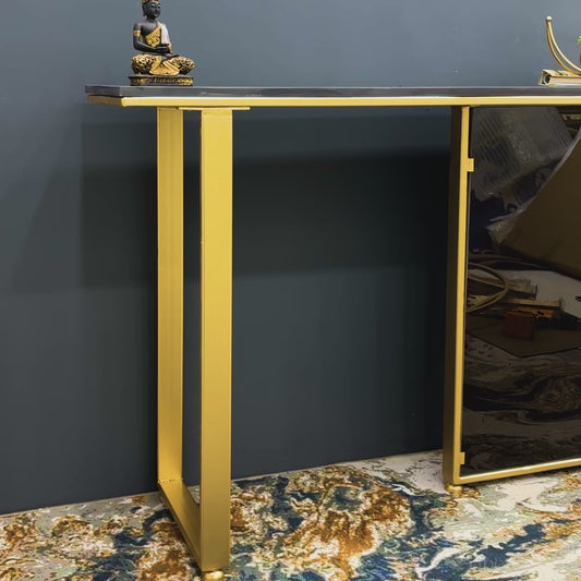 Modern Opulence Black Marble Gold Console Table