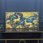 Artistic Deer Floral Canvas Wall Painting for Premium Luxury Decor