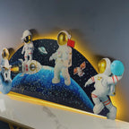 Baby Astronaut in Space Crystal Glass Backlit LED Painting
