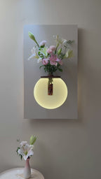 Classic Harmony Circular Glow LED Light Wall Panel with Planter for Home & Office Spaces
