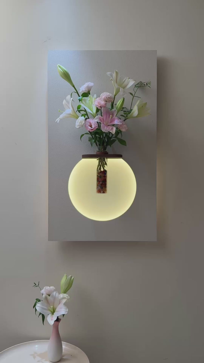 Classic Harmony Circular Glow LED Light Wall Panel with Planter for Home & Office Spaces