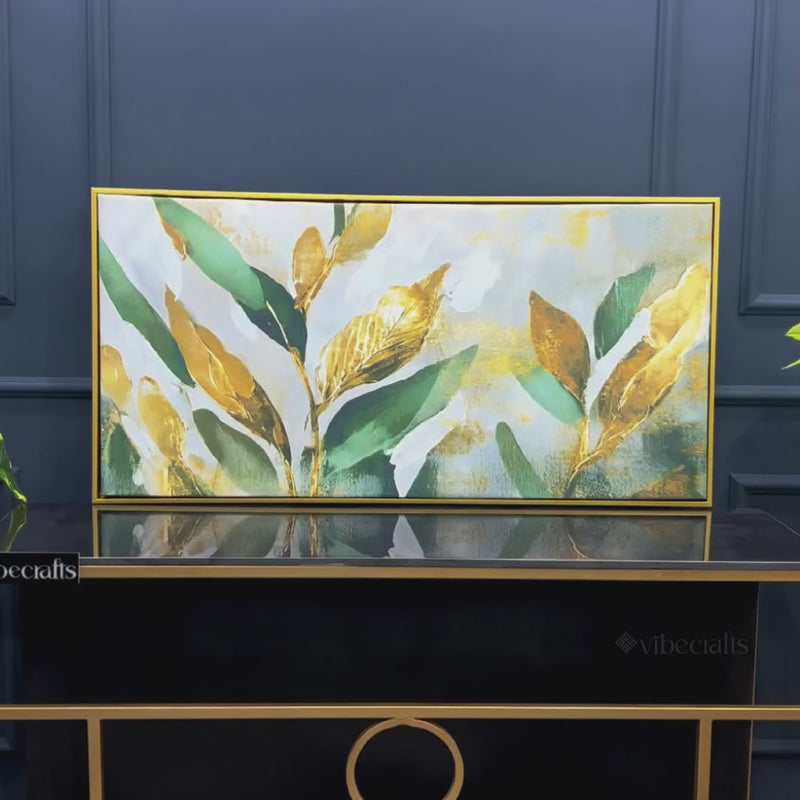 Designer Abstract Leaf Texture Wall Canvas Painting for Interiors
