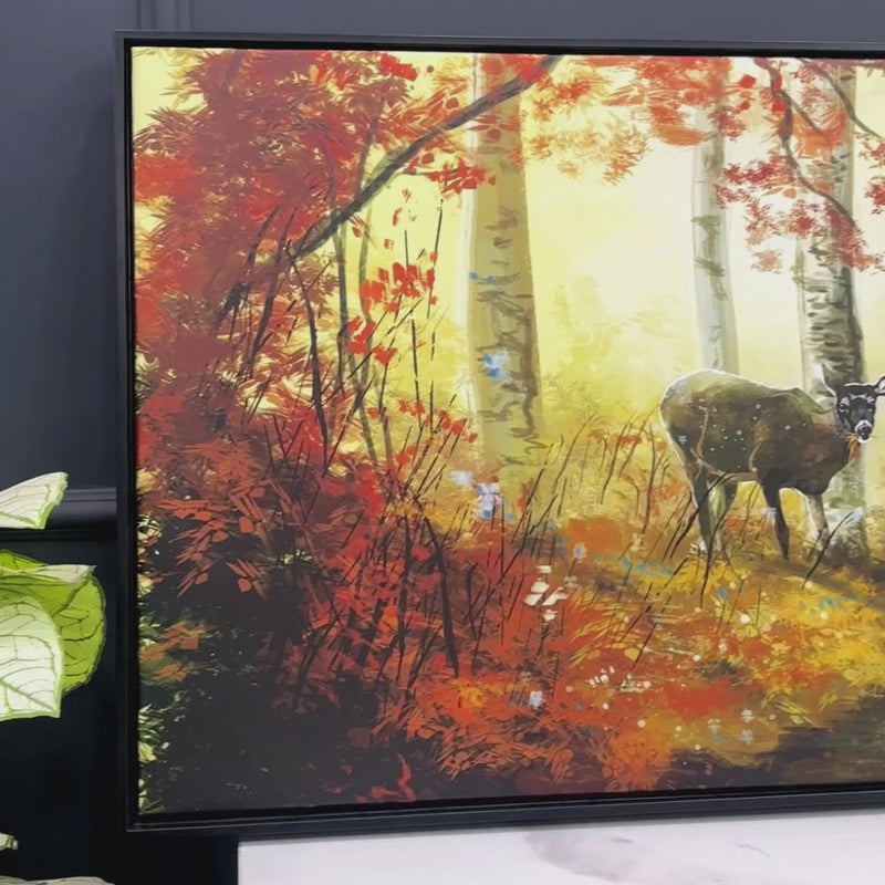 Beautiful Scenery Deer in Forest Canvas Big Wall Painting