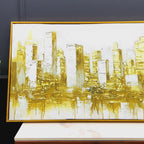 Lavish Golden Cityscape Abstract Canvas Wall Painting for Home & Office