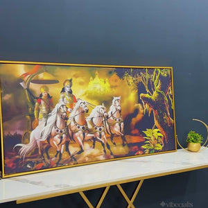 Mahabharat Shri Krishna and Arjun Premium Canvas and Wall Painting