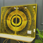 Golden 3D Pattern Acrylic Floating Wall Painting Set of 2